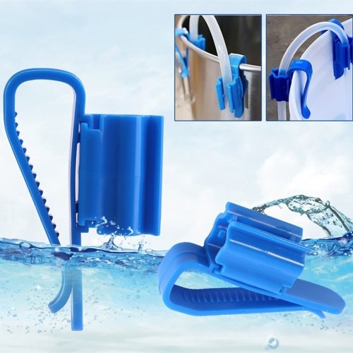 2pcs Multi-functional Hose Holder Blue Plastic Adjustable Fish Tank Aquarium Filtration Bucket Mounting Clip for 8-16mm Water Pipe/Tube