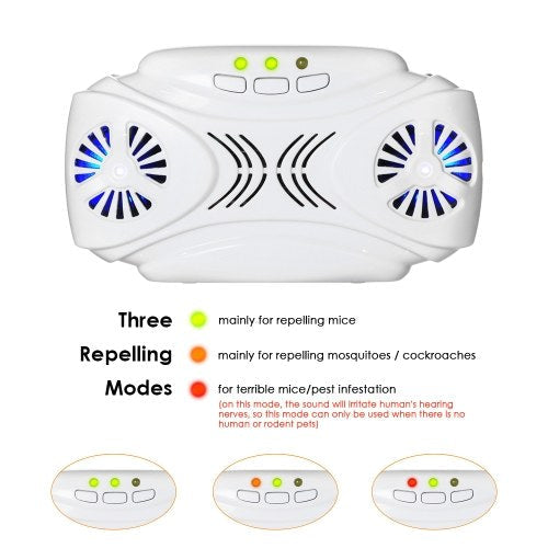 USB Powered Ultrasonic Bionic Wave Mouse Pest Control Repeller Electronic Insect Bug Mosquito Cockroach Repellent--Black