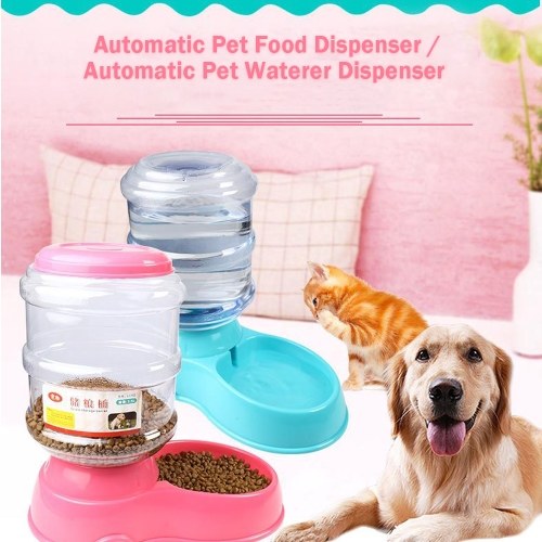 Automatic Pet Water Food Dispenser 3.5L Large Capacity Self-Dispensing Gravity