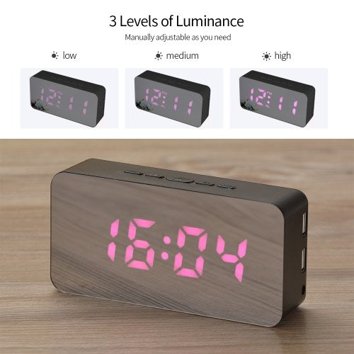 Digital Colorful RGB LED Mirror Alarm Clock