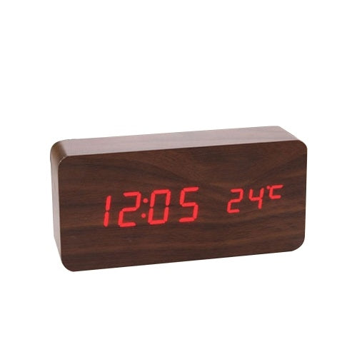 Wooden Sound Control LED Alarm Clock