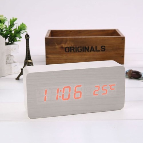 Wooden Sound Control LED Alarm Clock