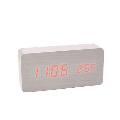 Wooden Sound Control LED Alarm Clock