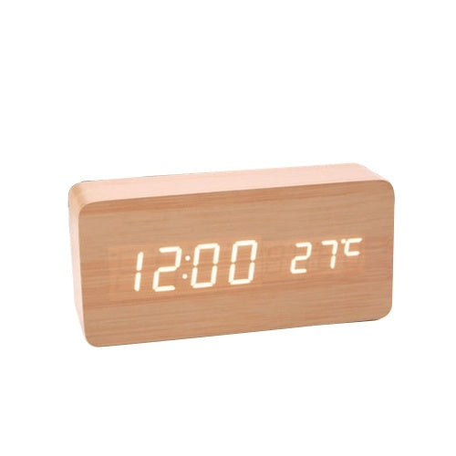 Wooden Sound Control LED Alarm Clock