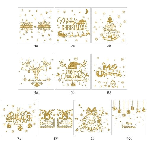 Winter Christmas Day Gold Glittering Wall Sticker