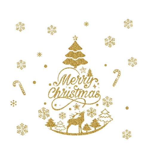 Winter Christmas Day Gold Glittering Wall Sticker