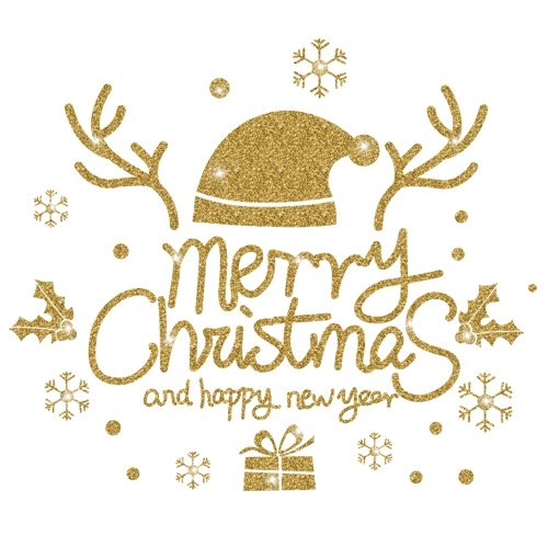 Winter Christmas Day Gold Glittering Wall Sticker