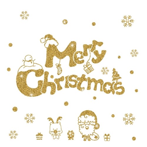 Winter Christmas Day Gold Glittering Wall Sticker