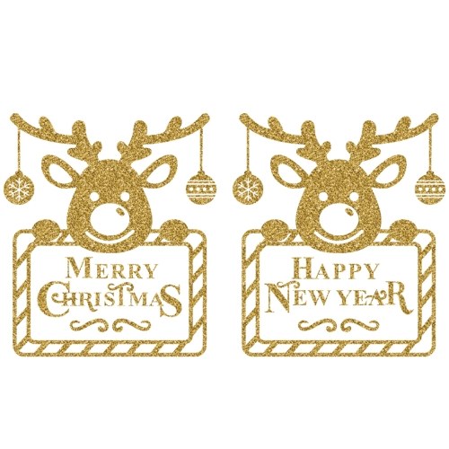 Winter Christmas Day Gold Glittering Wall Sticker