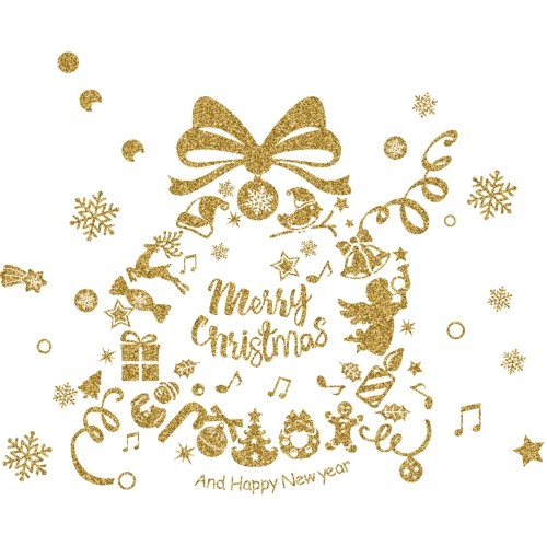 Winter Christmas Day Gold Glittering Wall Sticker