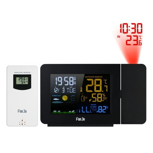 FanJu USB Operated Wireless Digital Colorful LCD Weather Station Projection