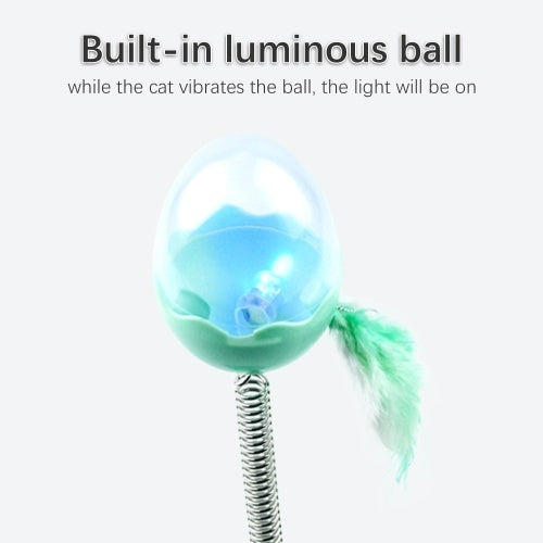 Pet Cat Treat Food Dispenser Ball Toy Interactive Treat Cat Toys Activity Snackball with LED Light Feather Bell