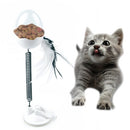 Pet Cat Treat Food Dispenser Ball Toy Interactive Treat Cat Toys Activity Snackball with LED Light Feather Bell