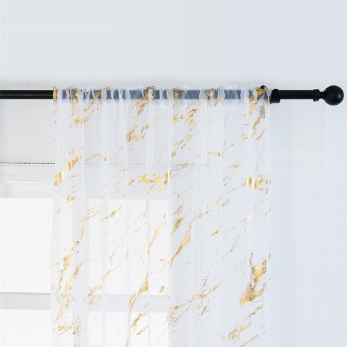 Sheer Curtains Marble Print Window Screen Curtains