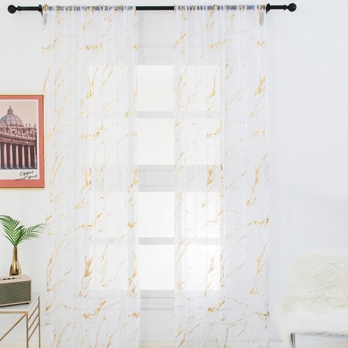 Sheer Curtains Marble Print Window Screen Curtains