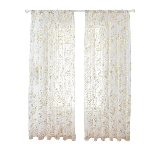 Sheer Curtains Feather Print Window Screen Curtains