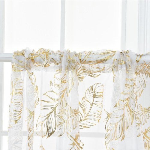 Sheer Curtains Feather Print Window Screen Curtains