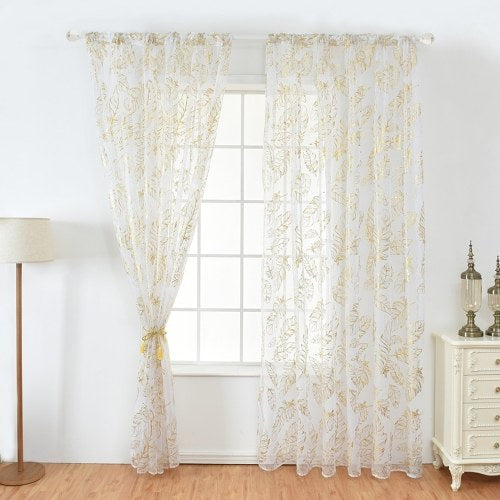 Sheer Curtains Feather Print Window Screen Curtains