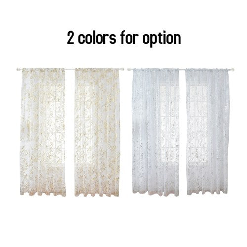 Sheer Curtains Feather Print Window Screen Curtains