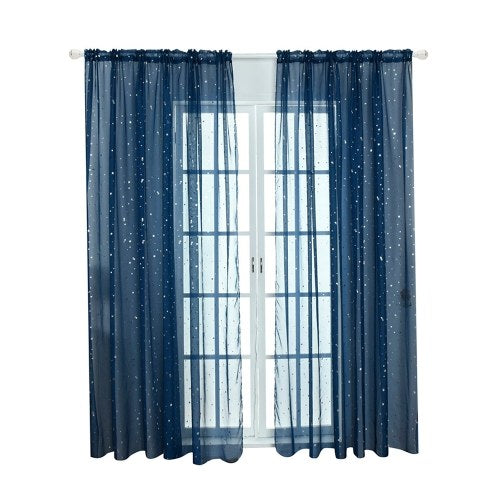 Sheer Curtains Little Star Print Window Screen Curtains