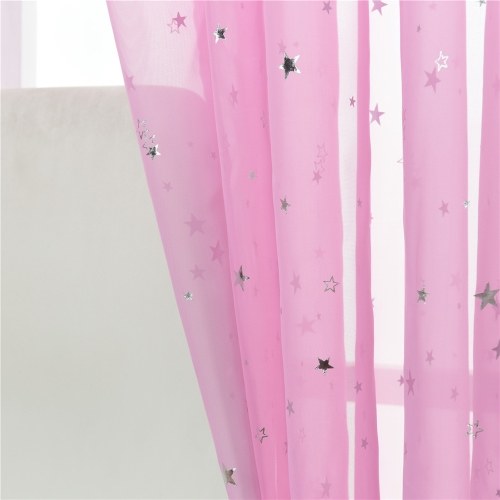 Sheer Curtains Little Star Print Window Screen Curtains