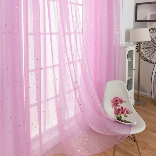 Sheer Curtains Little Star Print Window Screen Curtains