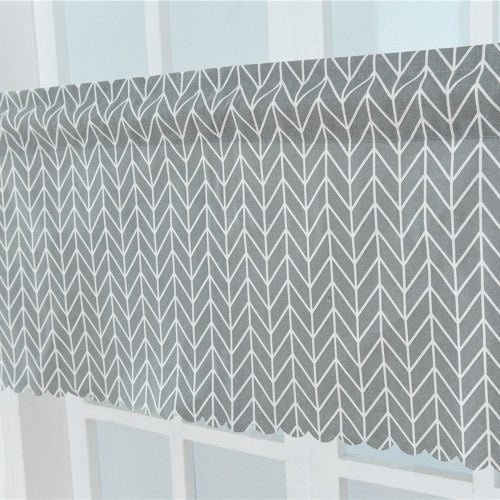 Valance Grid Stripe Style Blackout Window Curtain