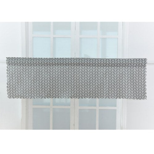 Valance Grid Stripe Style Blackout Window Curtain