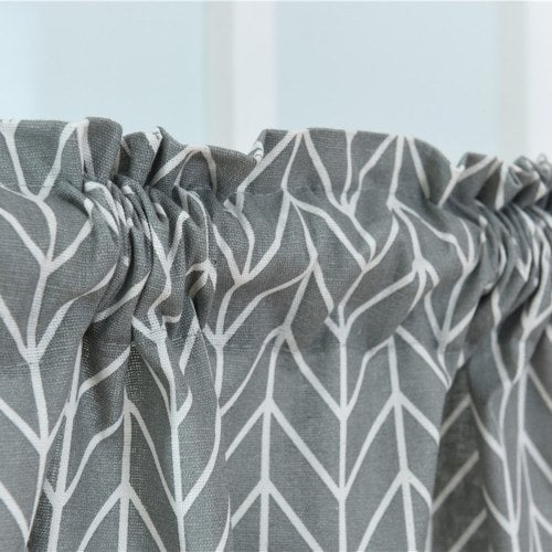 Valance Grid Stripe Style Blackout Window Curtain