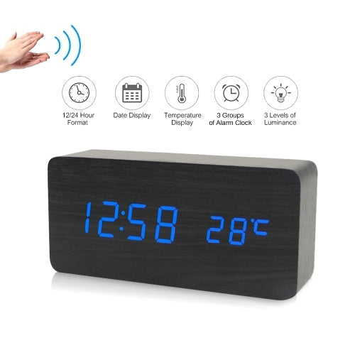 Electronic LED Digital Wooden Alarm Clock