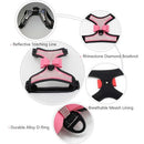 Dog Harness No-Pull Adjustable Rhinestone Diamond Bowknot Chest Straps Bow Vest with Leash Reflective Nylon Pet Vest for Dogs