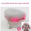 Pet Collar Lace Ruffle Elastic Collar with Bell Adjustable Cat Collar Soft Fabric Neck Strap with Bell for Dog Puppy Cat Kitty