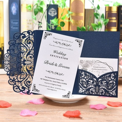 10pcs Pearl Paper Floral Invitation Cards