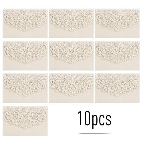 10pcs Pearl Paper Floral Invitation Cards