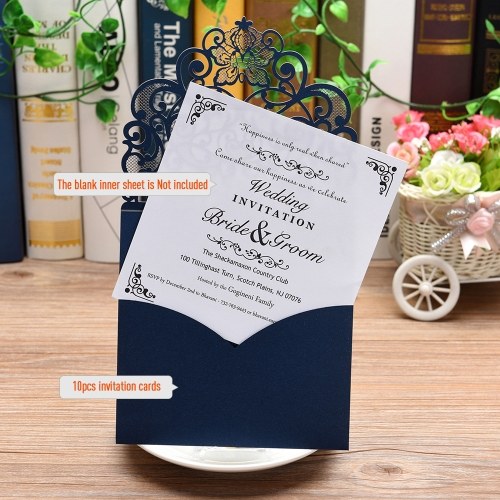 10pcs Pearl Paper Floral Invitation Cards