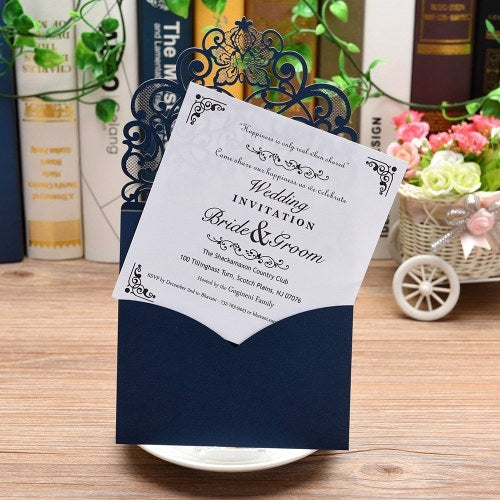 10pcs Pearl Paper Floral Invitation Cards