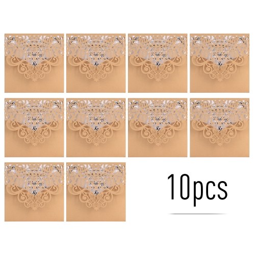 10pcs Pearl Paper Floral Invitation Cards