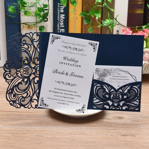 10pcs Pearl Paper Floral Invitation Cards