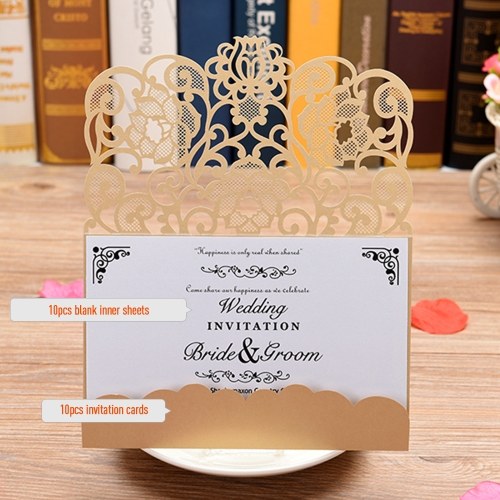 10pcs Pearl Paper Floral Invitation Cards