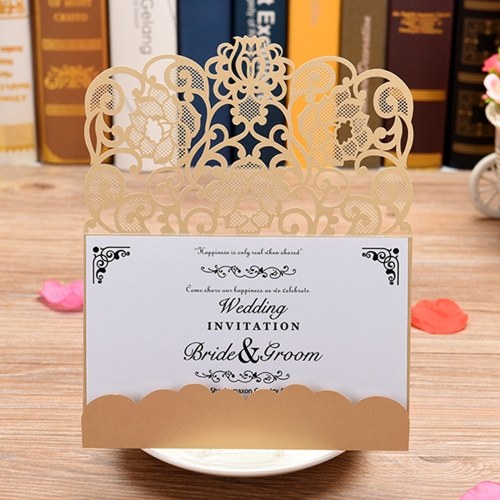 10pcs Pearl Paper Floral Invitation Cards