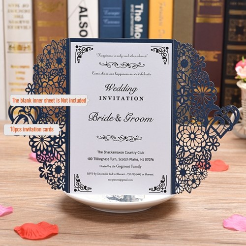 10pcs Pearl Paper Floral Invitation Cards