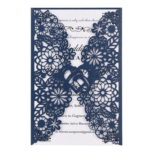 10pcs Pearl Paper Floral Invitation Cards