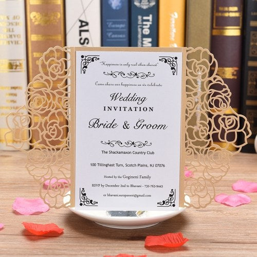 10pcs Pearl Paper Floral Invitation Cards