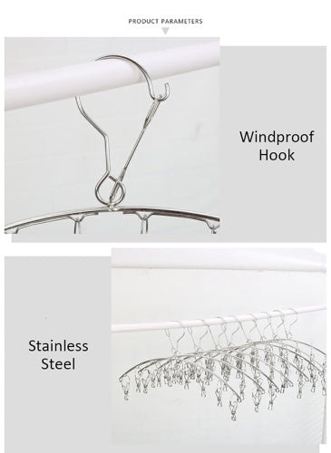 Clothes Hanger 10 Clips Stainless Steel