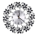 Retro Luxury Flower Shape Diamond Round Quartz Clock Art Wall Clock Mute Home Living Room Decor