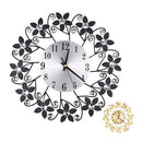 Retro Luxury Flower Shape Diamond Round Quartz Clock Art Wall Clock Mute Home Living Room Decor