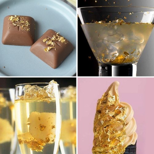 24K Gold Flakes Edible Food Decorating Foil Paper Cuisine Mousse Cake Baking Pastry Art Craft Decor