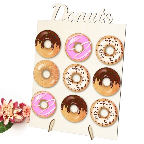 9 Capacity Wooden Household Decoration Doughnut Rack for Wedding Supplies Birthday Party Baby Shower