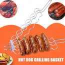 Hot Dog Grilling Basket Non-Stick Barbecue Basket Heavy Duty Outdoor BBQ Rack Tools Grill Basket for Meats Fish Vegetables Steak