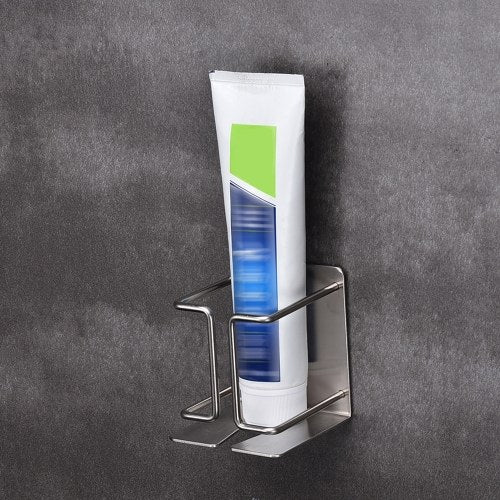 Thoothbrush Holder 2 in 1 Thoothbrush Holder Thoothpaste Holder and  Razor Holder Drill Free Wall Mount with Glue 304 Stainless Steel Bathroom Hardware Accessory Organizer